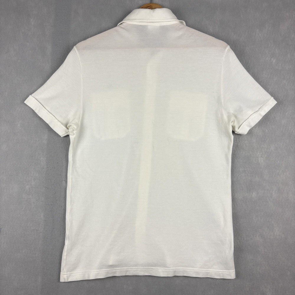 Vintage Lacoste Polo Shirt Men’s Medium White Safari Pockets Utility Pique Slim - Picture 6 of 12